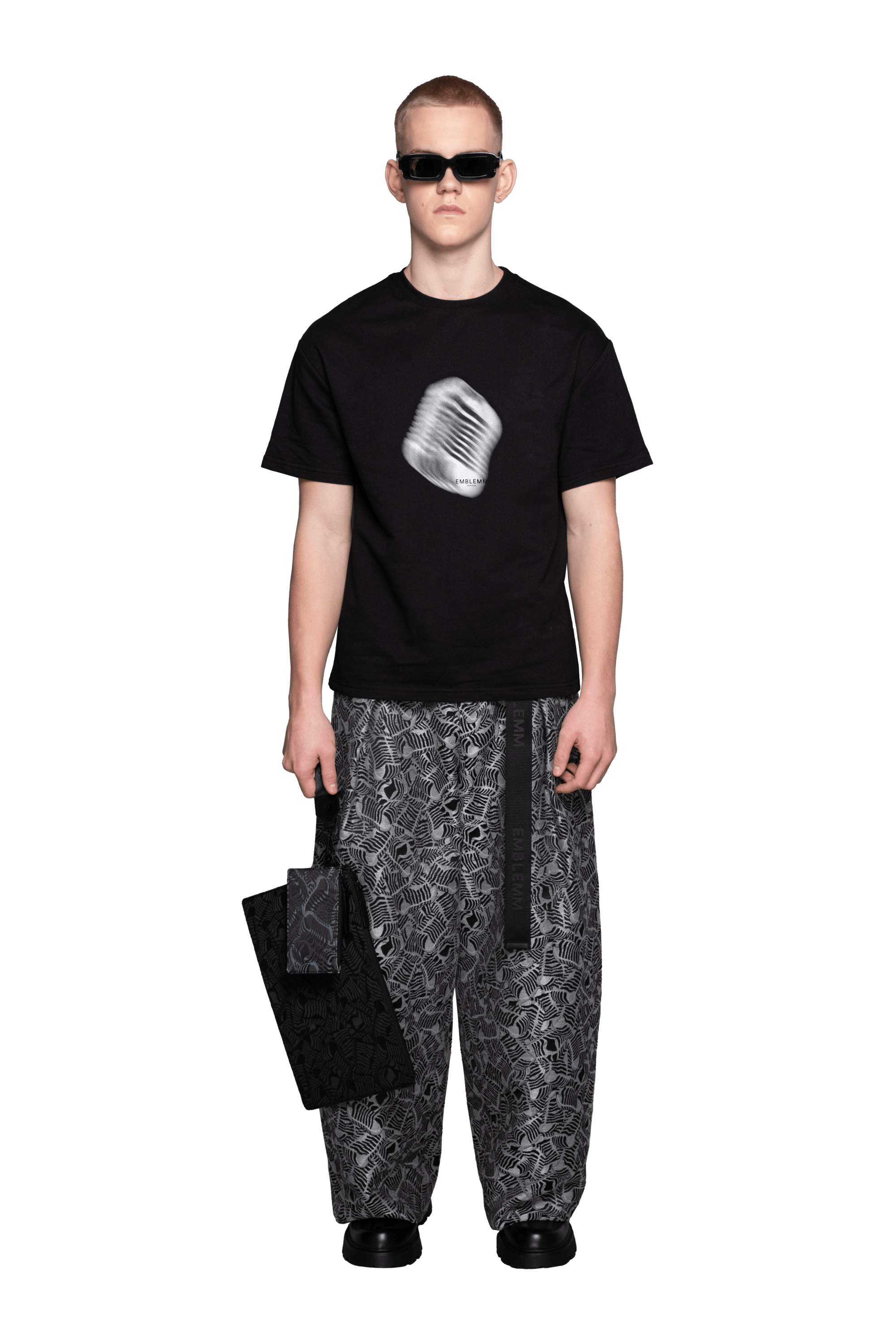 Relaxed Fit Unisex T-shirt with Blurred Mic Print in Organic Cotton Blend