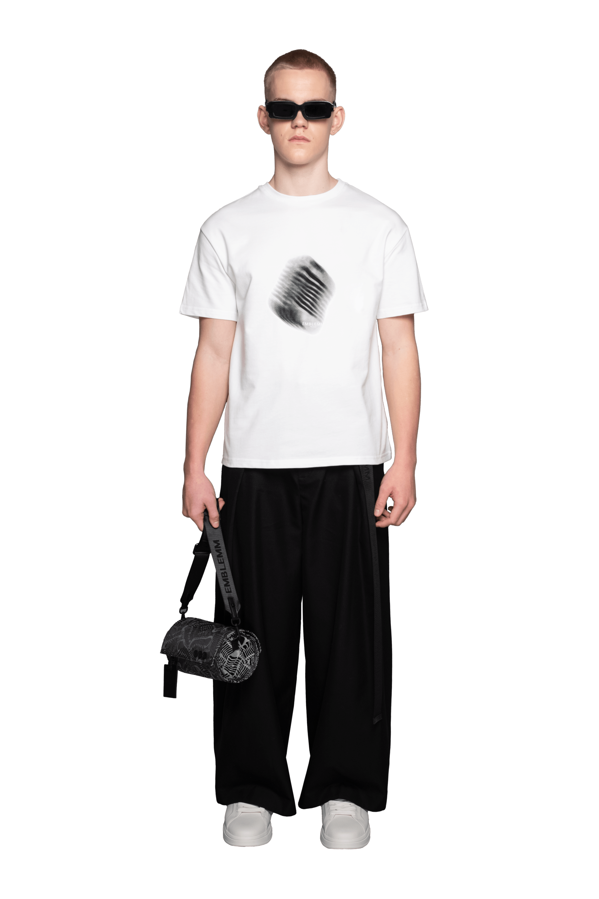Relaxed Fit Unisex T-shirt with Blurred Mic Print in Organic Cotton Blend