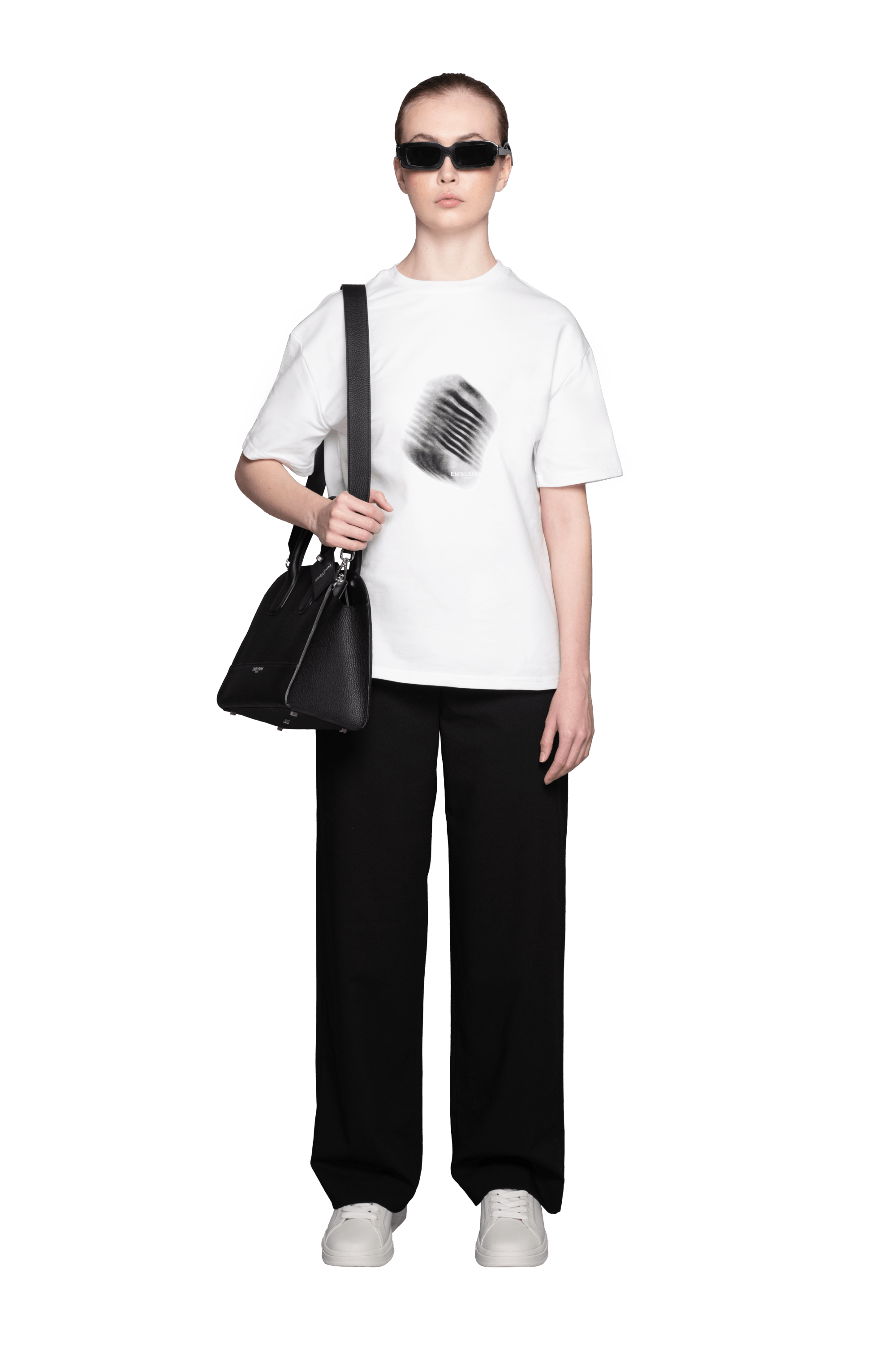 Relaxed Fit Unisex T-shirt with Blurred Mic Print in Organic Cotton Blend