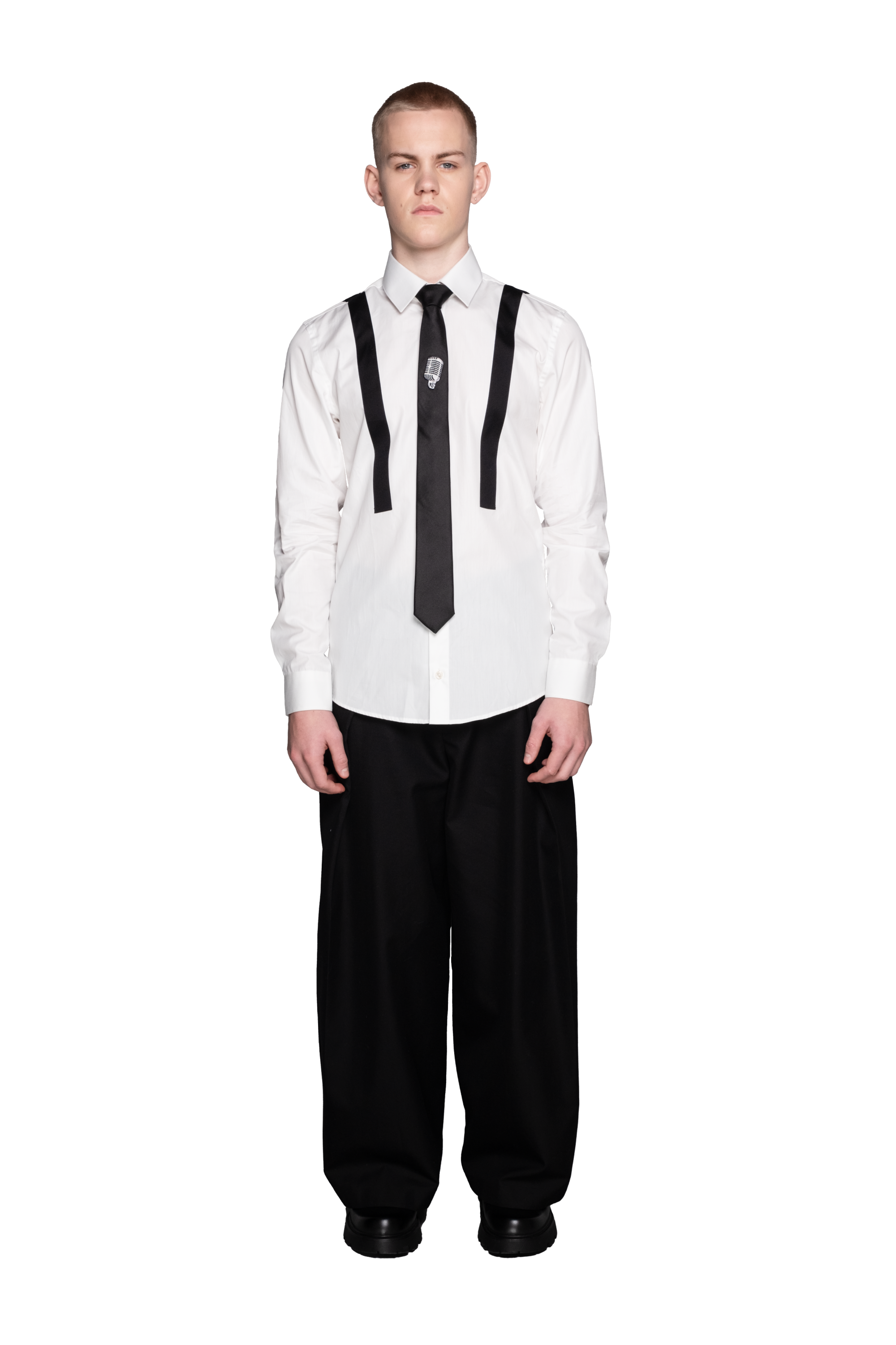 Braces Detail Fitted Shirt in Cotton