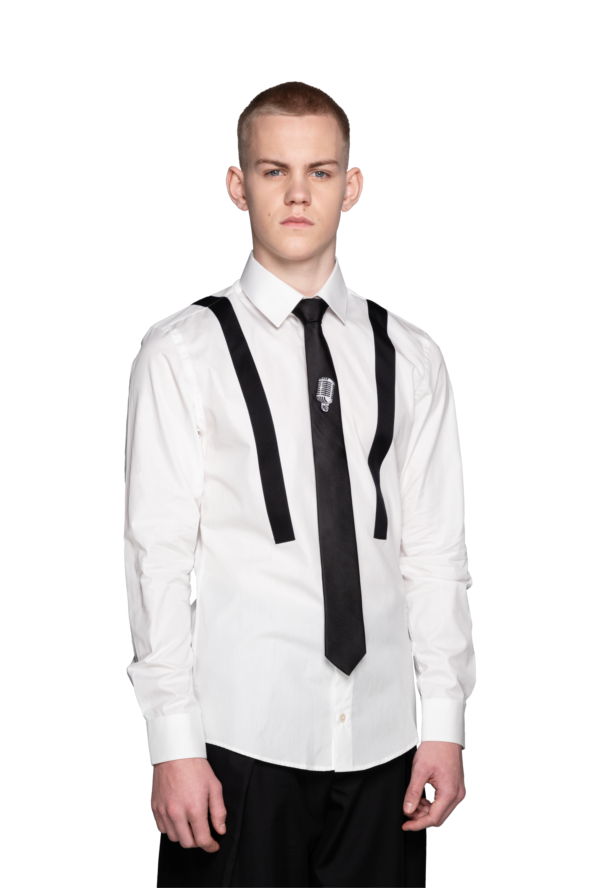 Braces Detail Fitted Shirt in Cotton