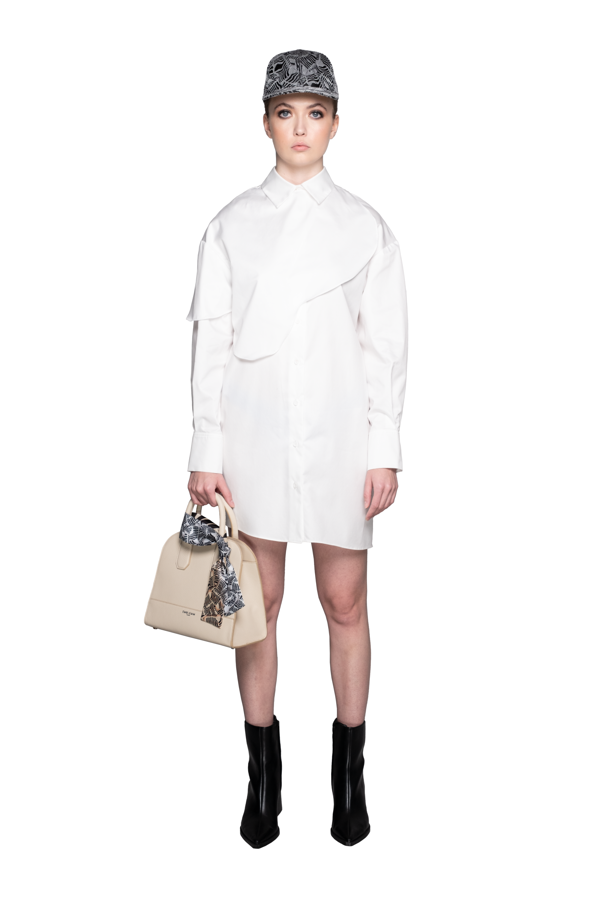 Guitar Panel Oversize Shirt Dress in Cotton