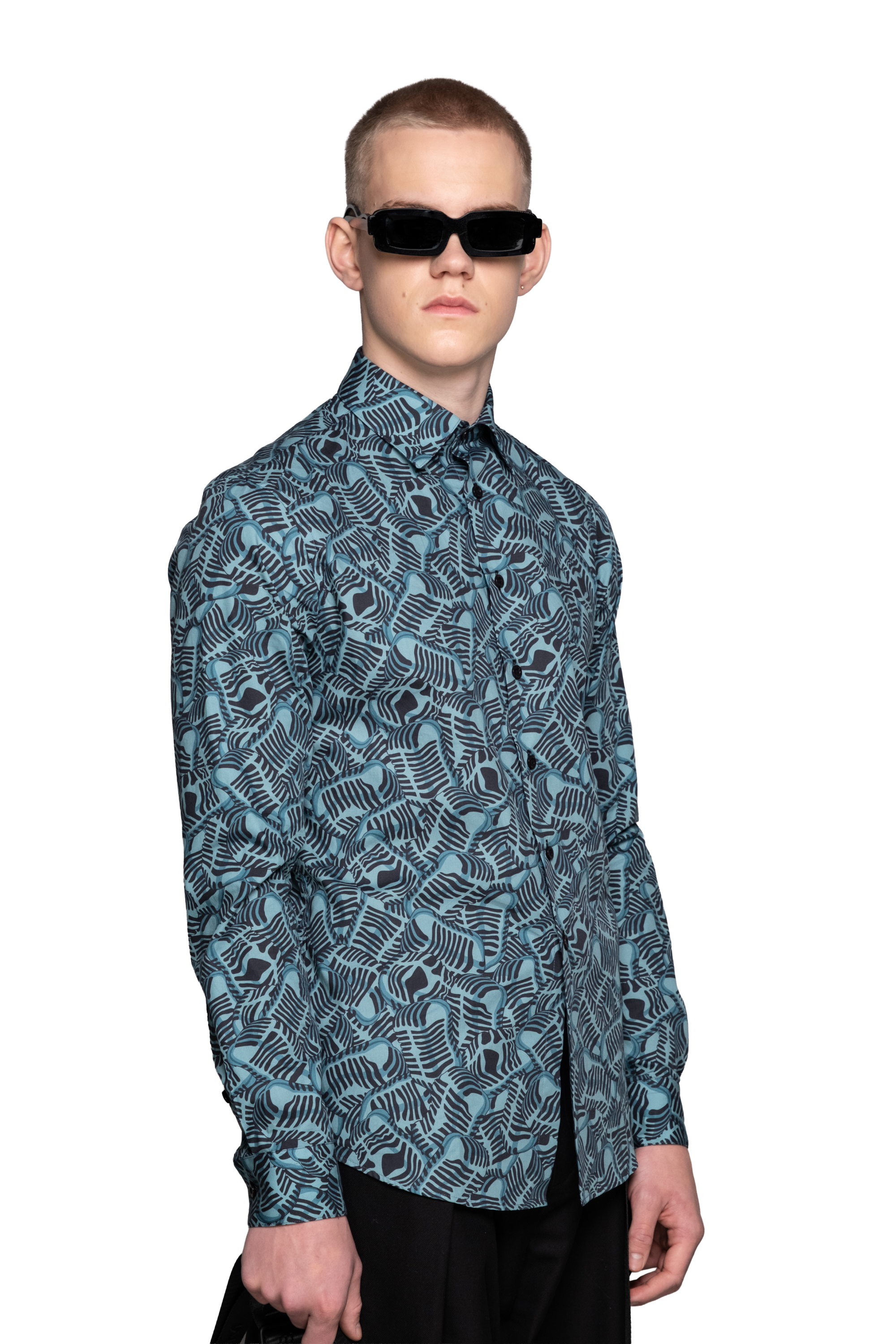 Liquid Mic Print Tailored Shirt in Organic Cotton