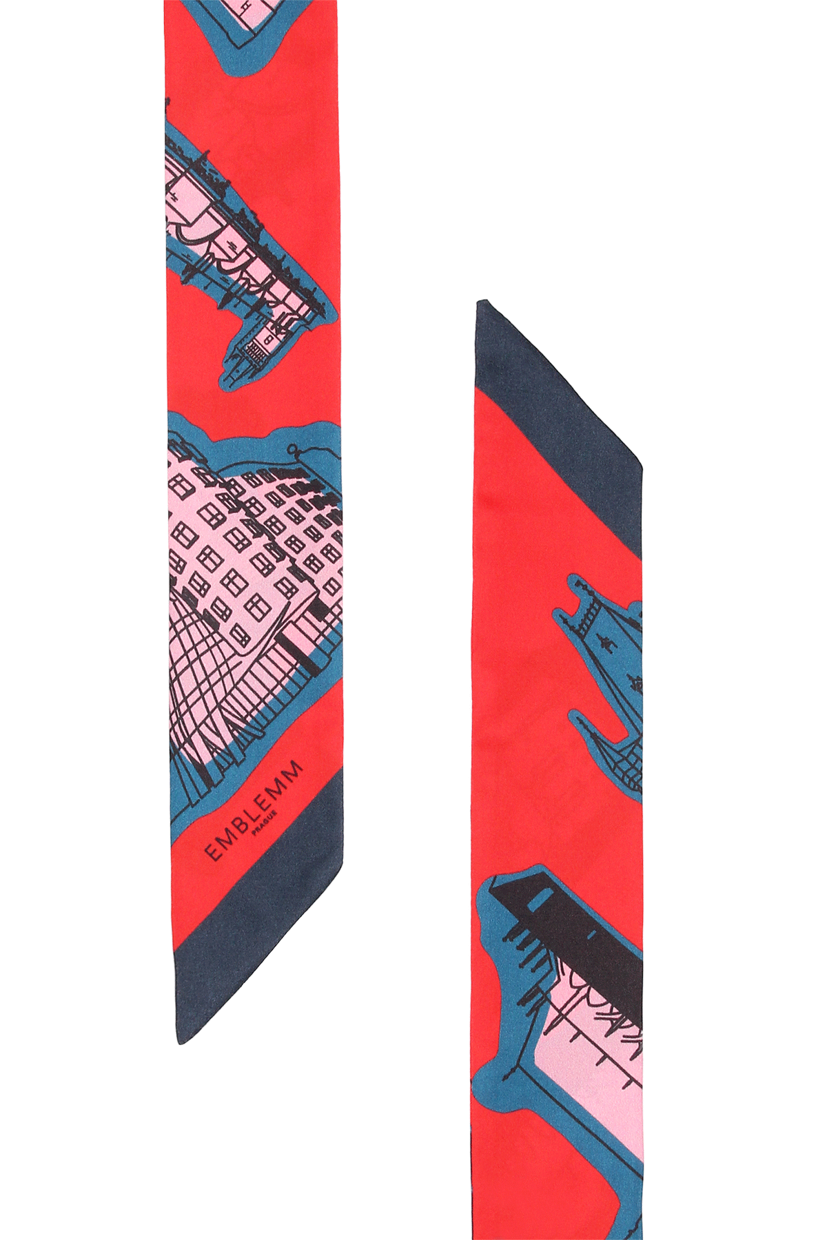 Prague Print Thin Scarf in Silk