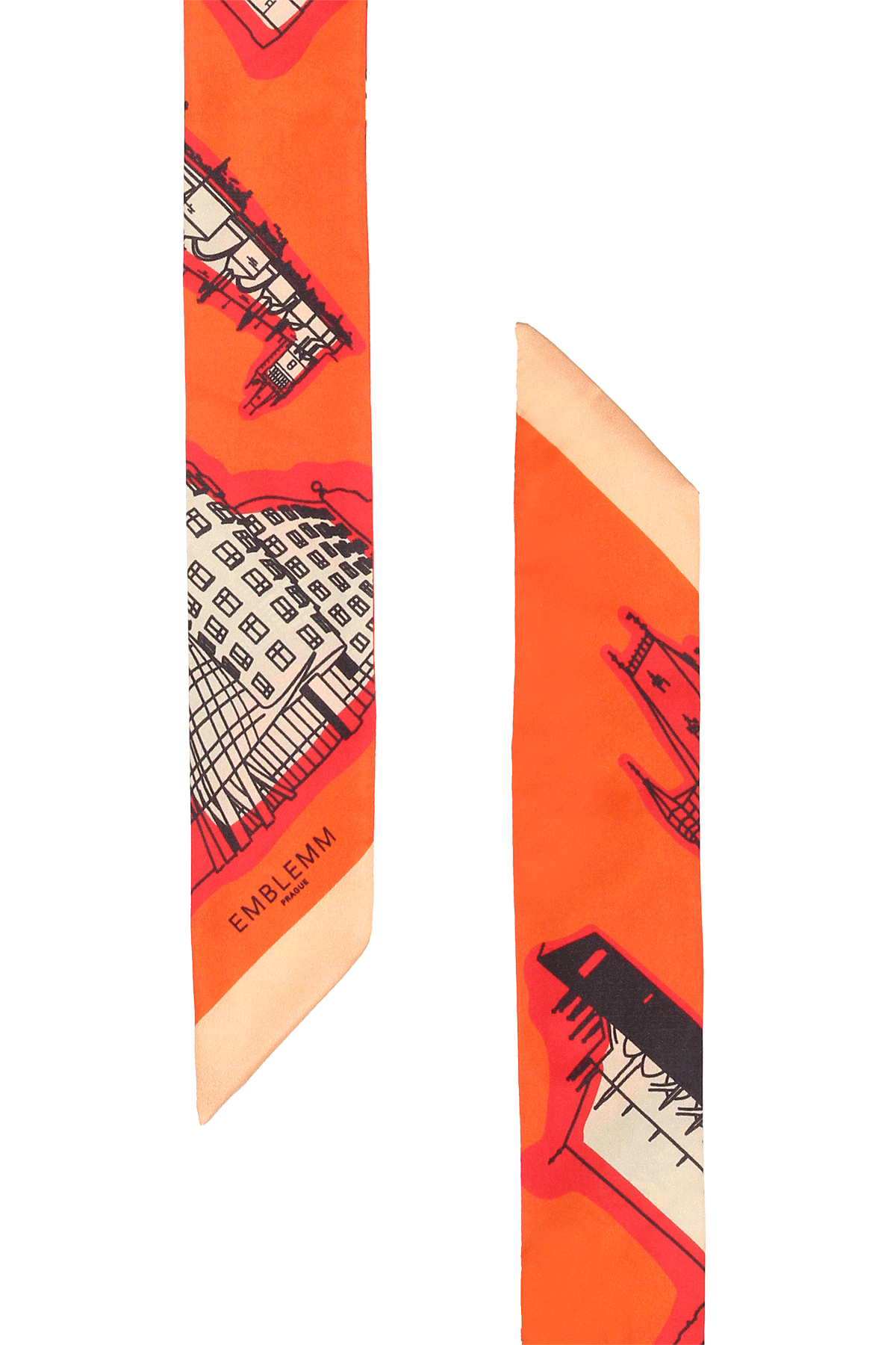 Prague Print Thin Scarf in Silk