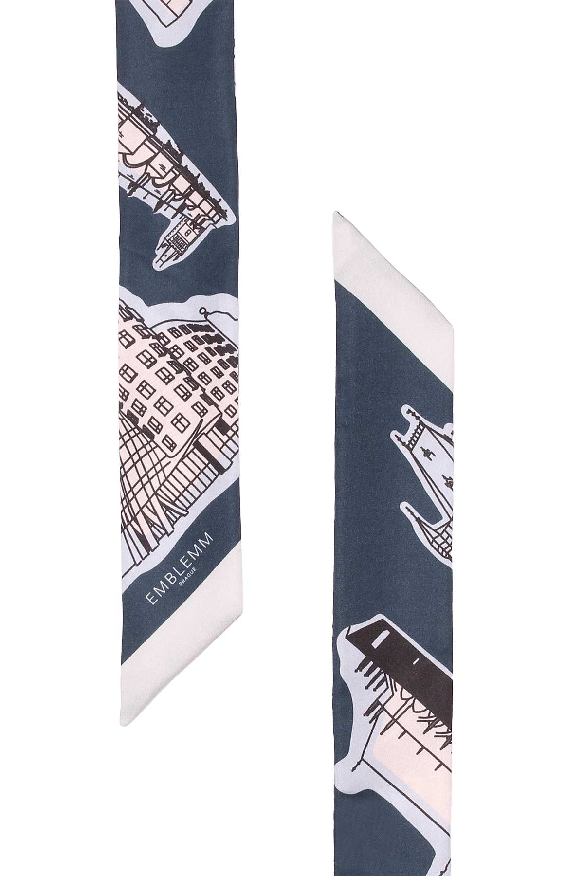 Prague Print Thin Scarf in Silk