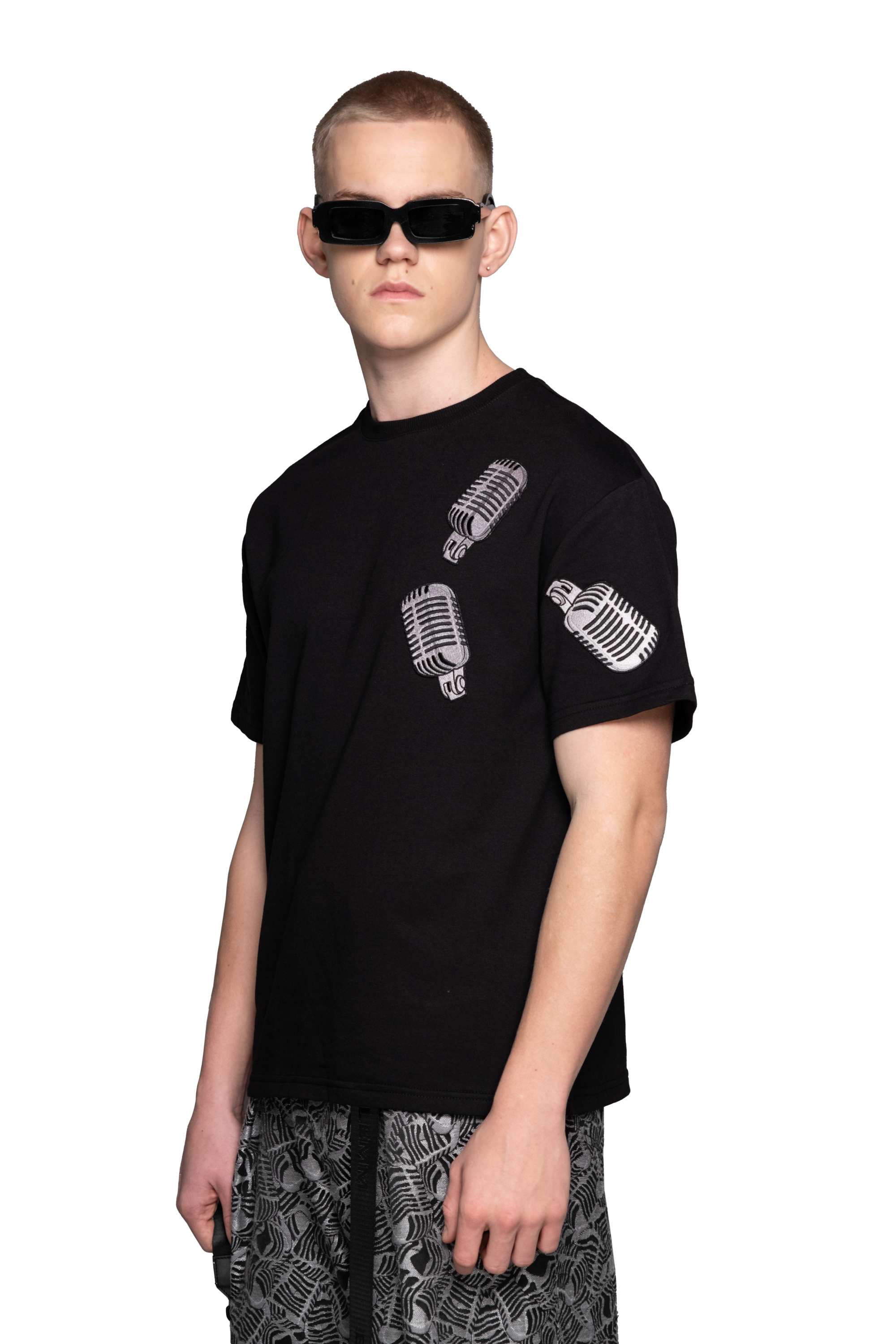Relaxed Fit Unisex T-shirt with The Mic Patches in Organic Cotton Blend