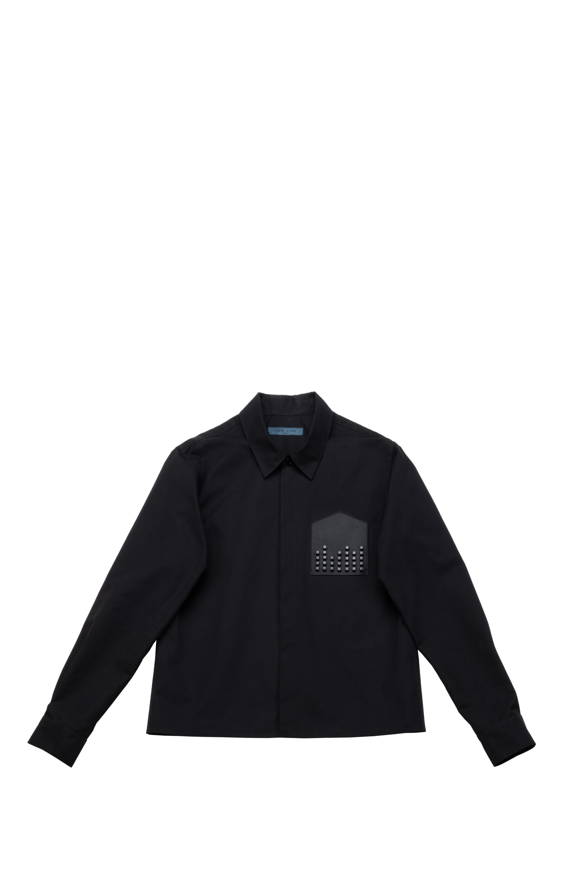 Upside Down Pocket Overshirt with Studs in Cotton Gabardine