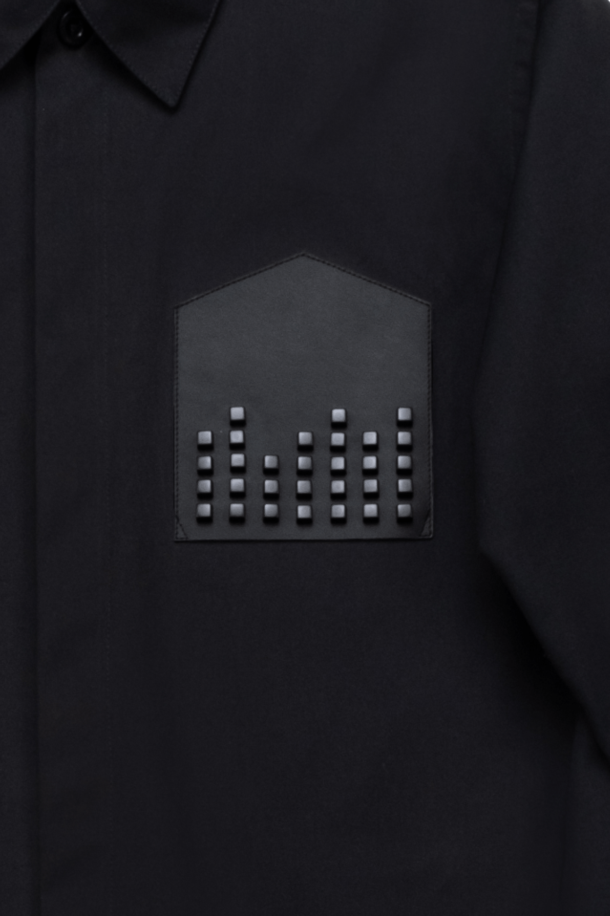 Upside Down Pocket Overshirt with Studs in Cotton Gabardine