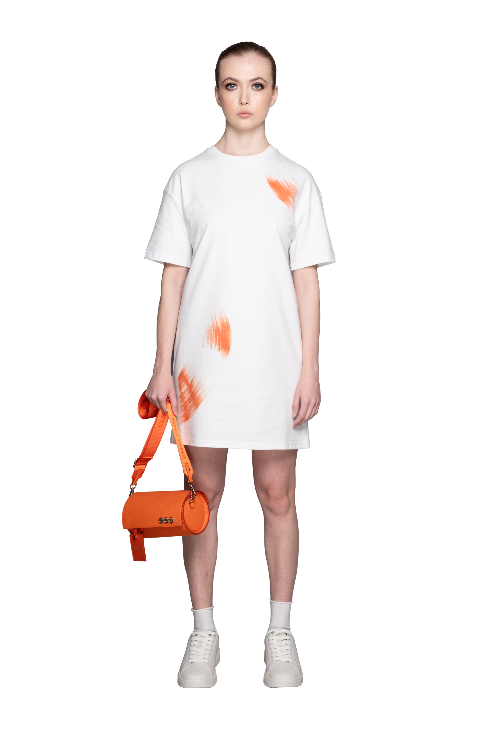 Relaxed Fit T-shirt Dress with Vinyl Print in Organic Cotton Blend