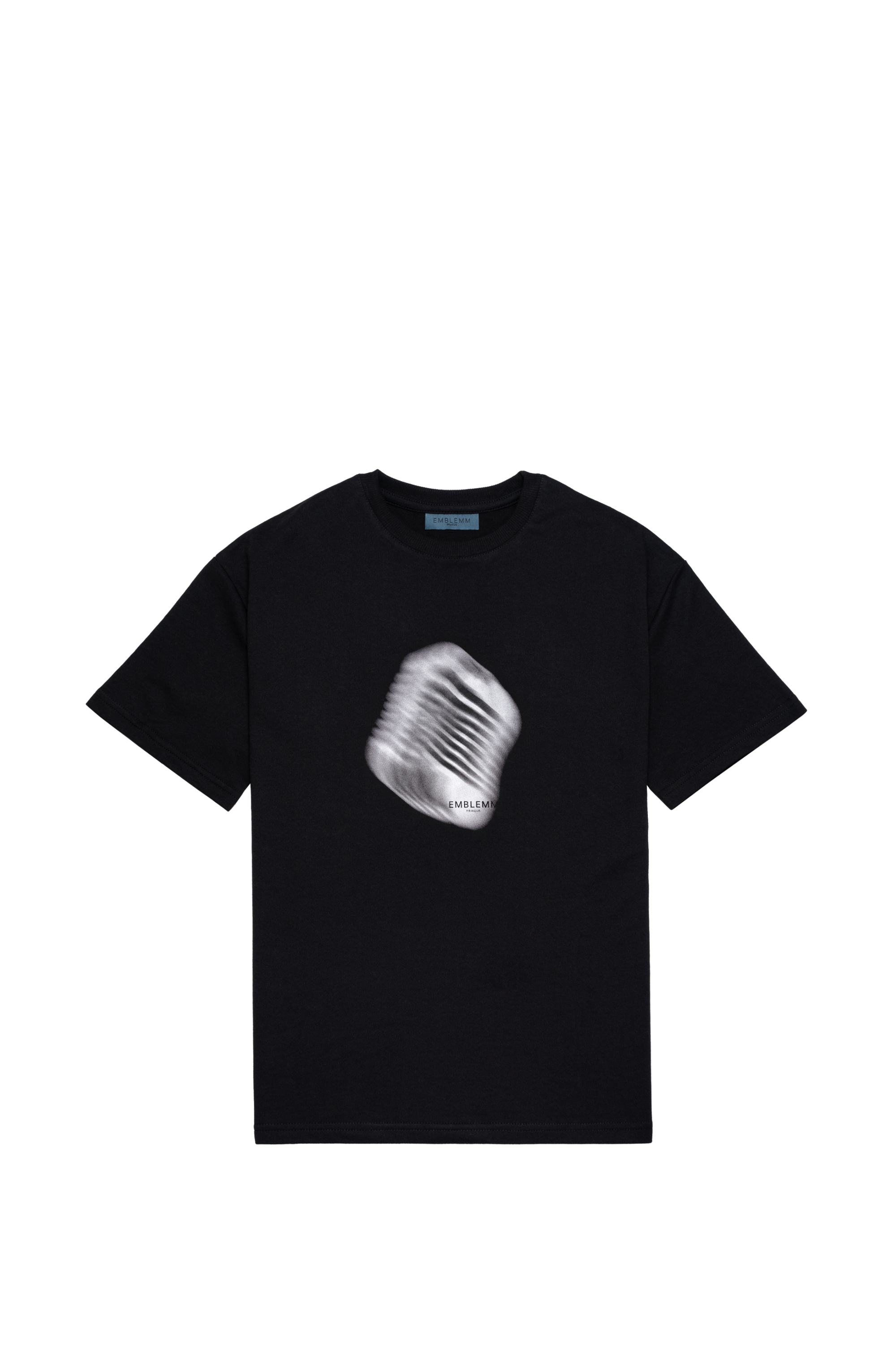 EMBLEMM T-shirt in Black Organic Cotton Blend with Blurred Vintage Microphone Print