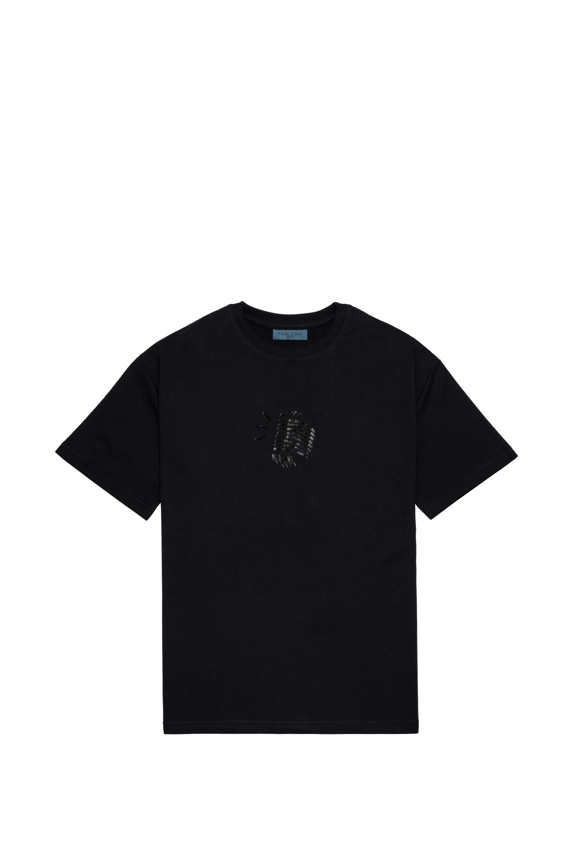 EMBLEMM T-shirt in Black Organic Cotton Blend with Vintage Microphone Print